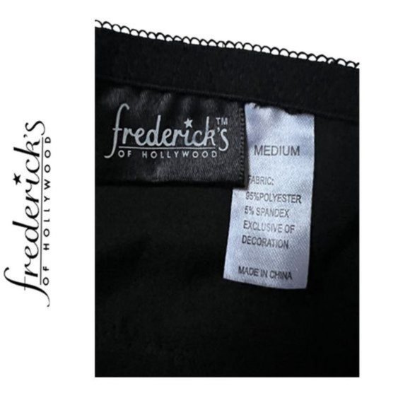 FREDERICK'S OF HOLLYWOOD Black Sexy Lace Chemises Slip Lace-Up Back sz M - Picture 5 of 6